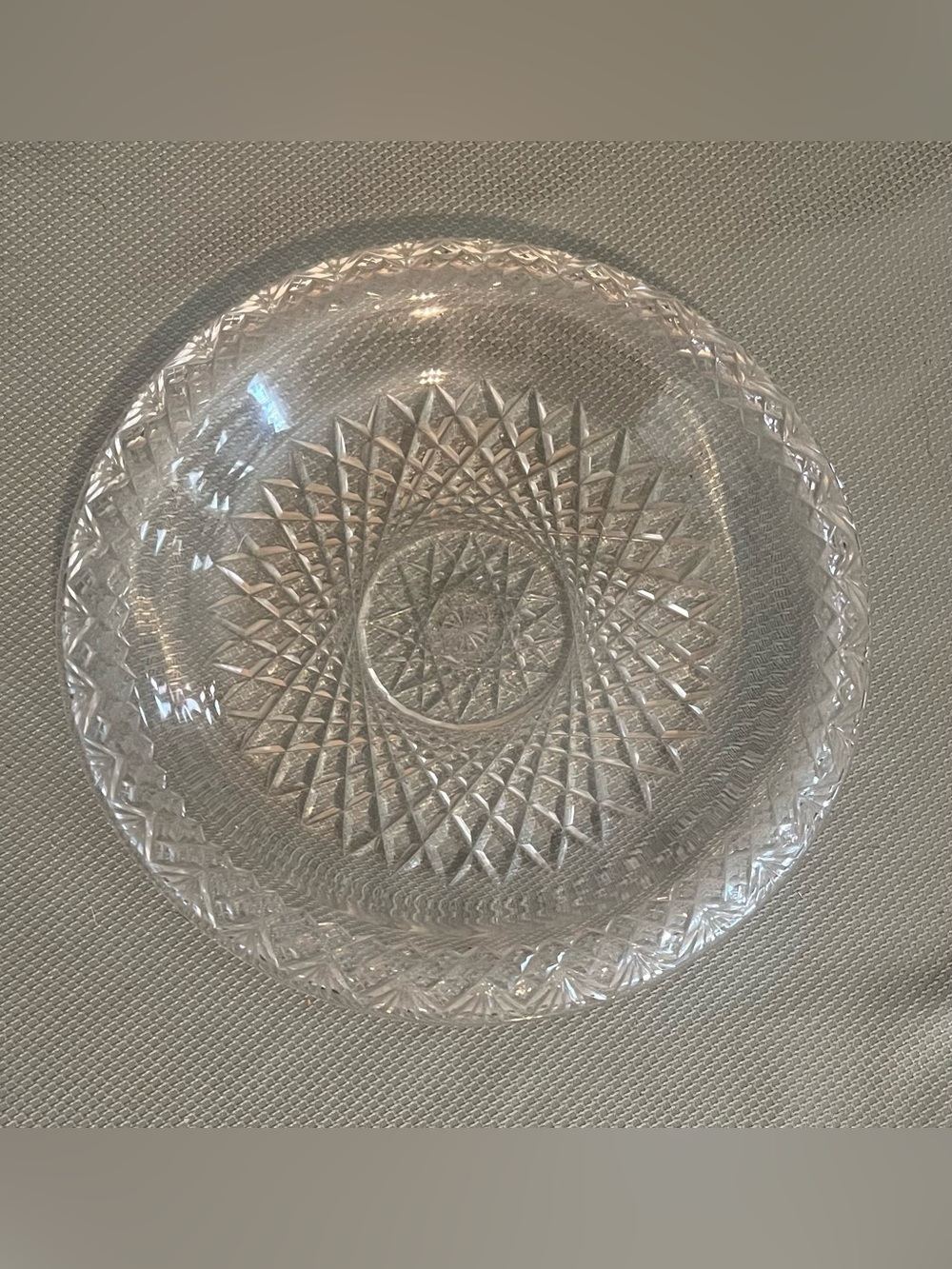 Cut Clear Glass Serving Bowl